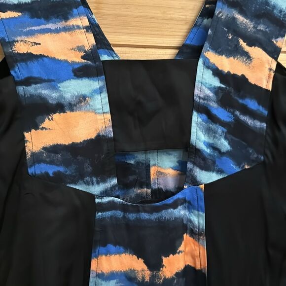 Maeve Anthropologie Size 4 V Neck Panel Tie Dye Colorblock Bar Back Maxi Dress - Picture 10 of 14